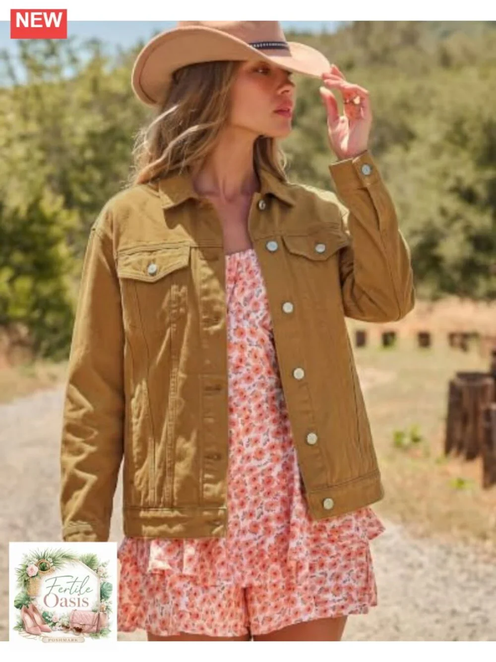 Oversized Women's Denim Jacket - Long Sleeve Button Down Trucker Jacket